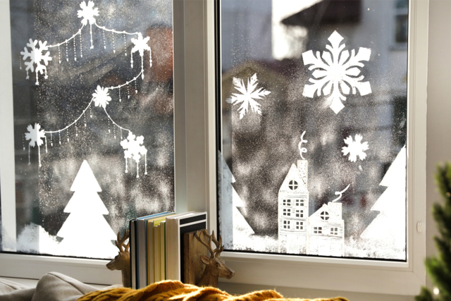 neige décoration vitres Noël - Décors de fenêtres Noël - 10doigts.fr