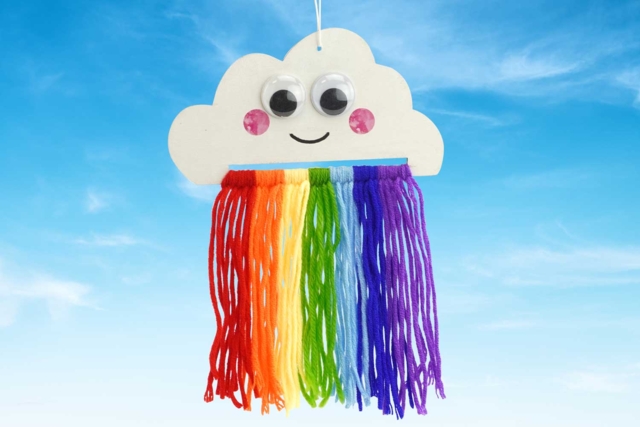 Nuage Arc-en-ciel laine bois - Kits clés en main - 10doigts.fr