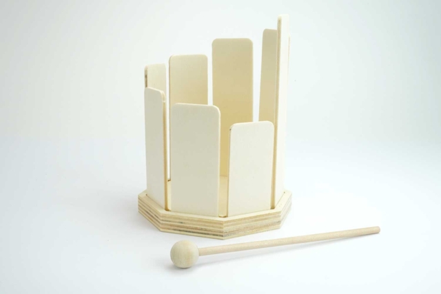 Octoblock en bois à monter + maillet - Instruments de musique en bois à décorer - 10doigts.fr