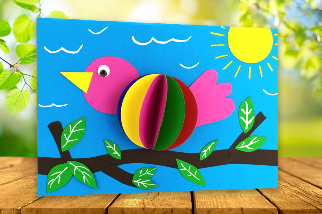 Oiseau 3D en papier - Perforatrices fantaisies - 10doigts.fr