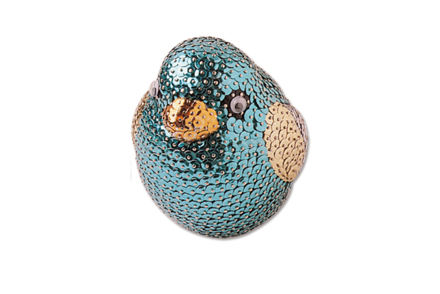 Oiseau en polystyrène et sequins - Clous et épingles - 10doigts.fr