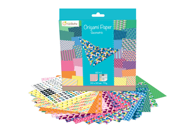 Origami Paper Geometric, 20 x 20 cm, 60F, 70g - Papiers Origami - 10doigts.fr