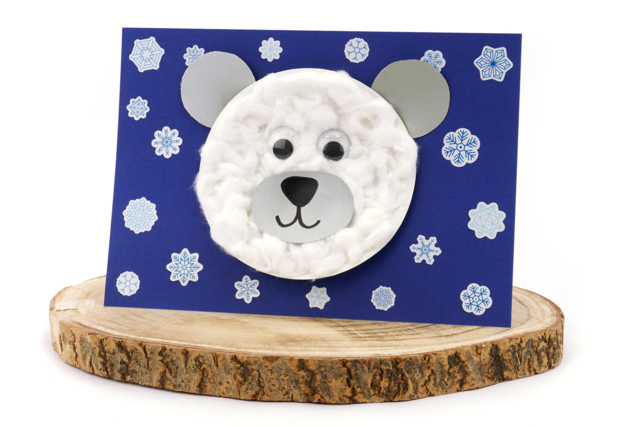 Ours polaire avec des boules de coton - Gommettes de Noël : autocollants et stickers créatifs pour enfants - 10doigts.fr