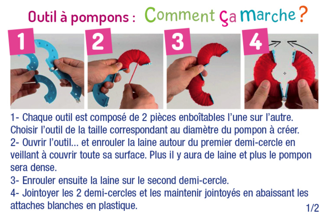 Outils pour fabriquer des pompons - Outils à pompons et tricotins : l'art du fil à la portée de tous - 10doigts.fr
