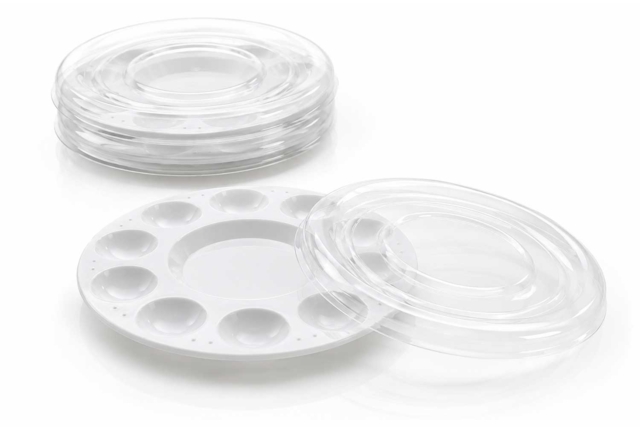 Palettes rondes avec couvercle - 10 pièces - Palettes & accessoires - 10doigts.fr