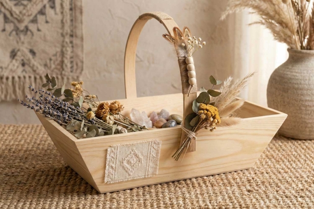 panier bohème - Paniers en bois à décorer - 10doigts.fr