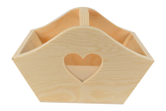 panier découpe coeur bois - Paniers en bois à décorer - 10doigts.fr