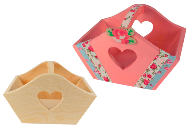 panier découpe coeur - Paniers en bois à décorer - 10doigts.fr