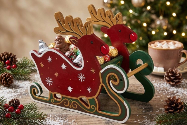 panier renne en bois - Décorations de Noël en bois à décorer - 10doigts.fr