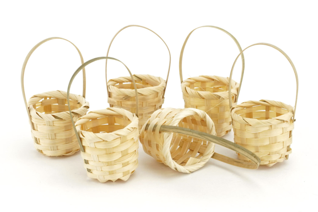 Panier rond en copeaux de bois - Paniers en bois à décorer - 10doigts.fr