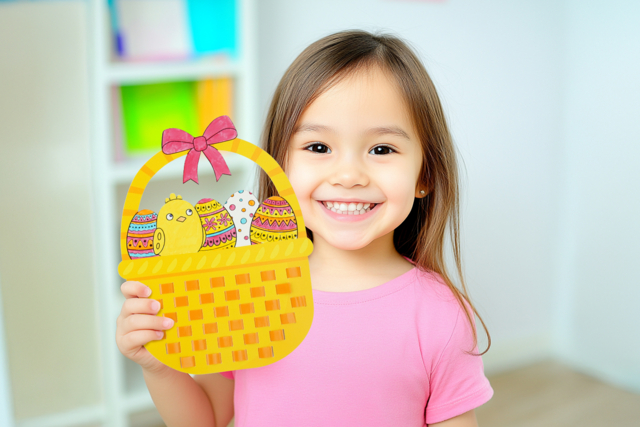 Paniers de Pâques à tisser en carte forte - Kits créatifs Pâques - 10doigts.fr