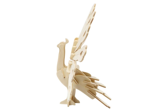 Paon 3D en bois naturel - Maquettes en bois - 10doigts.fr