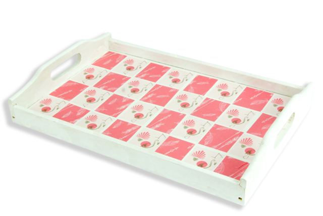papier decopatch flamand rose - Plateaux en bois à décorer - 10doigts.fr