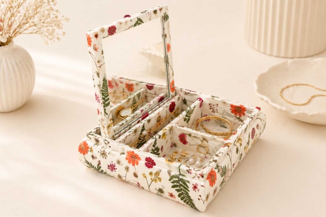 Papier Décopatch fleurs - boite bois - Papiers Décopatch - 10doigts.fr
