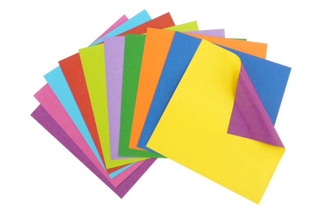 Papier origami bicolore, couleurs vives 15 x 15 cm - 100 feuilles - Papiers Origami - 10doigts.fr