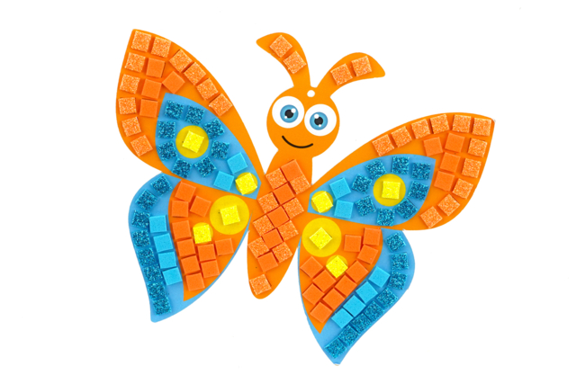 papillon orange et mosaiques - Mosaïques papier, mousse - 10doigts.fr