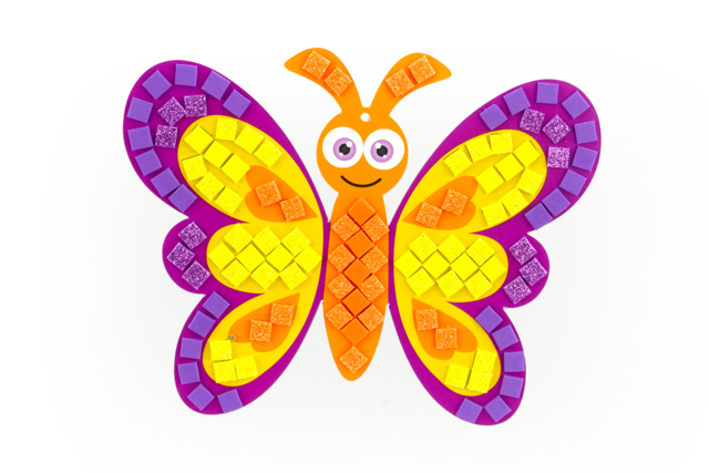 papillon violet et mosaiques - Mosaïques papier, mousse - 10doigts.fr