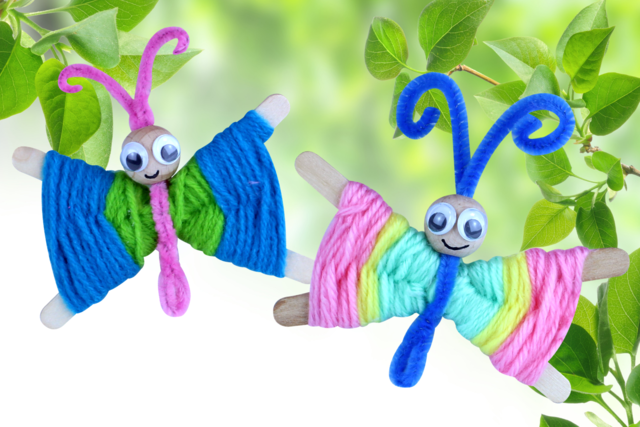 Papillons en laine - Accessoires en bois - 10doigts.fr