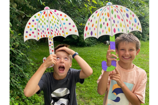 parapluie gommettes - Coloriage - 10doigts.fr
