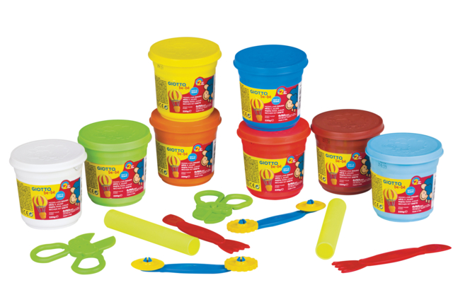 Pâte à modeler GIOTTO Bébé - 8 pots de 220 gr  - Pâtes à modeler bébé - 10doigts.fr