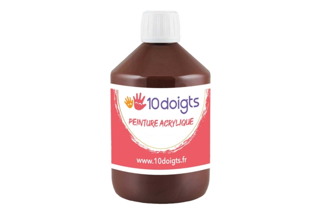 Peinture acrylique 500 ml - Marron - Peinture acrylique 10doigts - 10doigts.fr