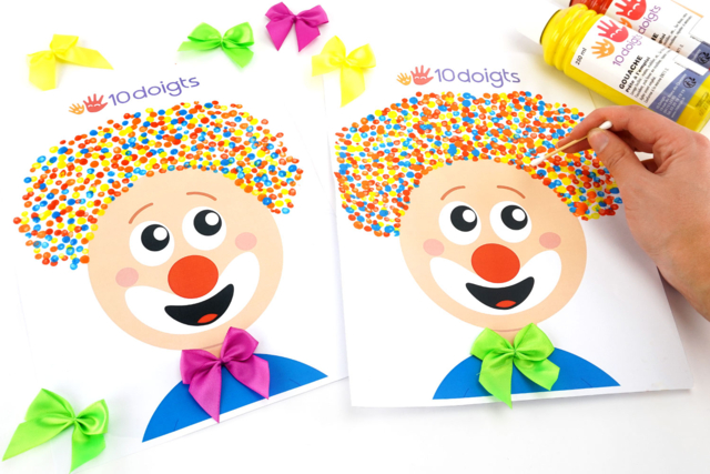 Peinture au coton-tige - clown - Accessoires de peintures - 10doigts.fr