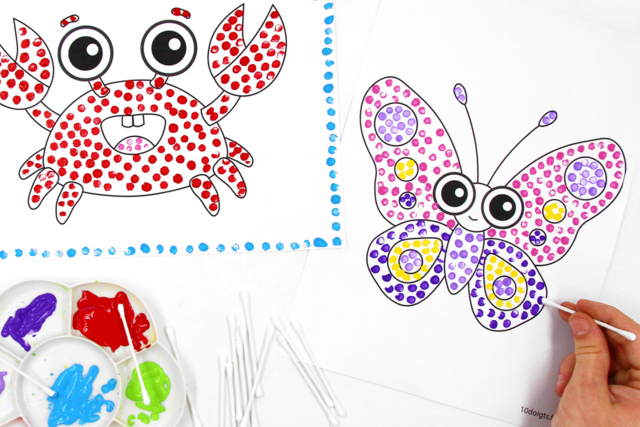Peinture au coton-tige - Peinture gouache 10doigts : la qualité professionnelle pour les enfants - 10doigts.fr