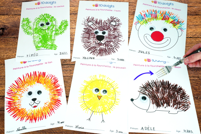 Peinture avec une fourchette - Peinture gouache 10doigts : la qualité professionnelle pour les enfants - 10doigts.fr