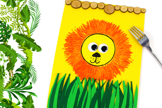 Peinture fourchette : Lion - Décors nature : matériaux naturels pour les loisirs créatifs - 10doigts.fr