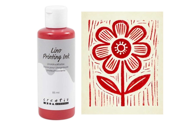 Peinture Linogravure 85 ml - Rouge - Matériel de linogravure : s'initier à l'impression d'estampes maison - 10doigts.fr