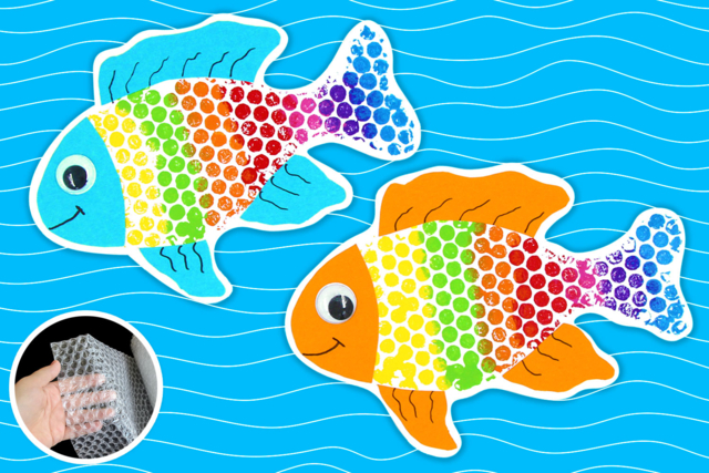 Peinture papier bulle : poisson arc-en-ciel - Papiers colorés - 10doigts.fr