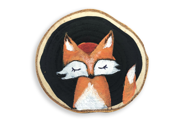 peinture renard sur rondin de bois - Décors nature : matériaux naturels pour les loisirs créatifs - 10doigts.fr