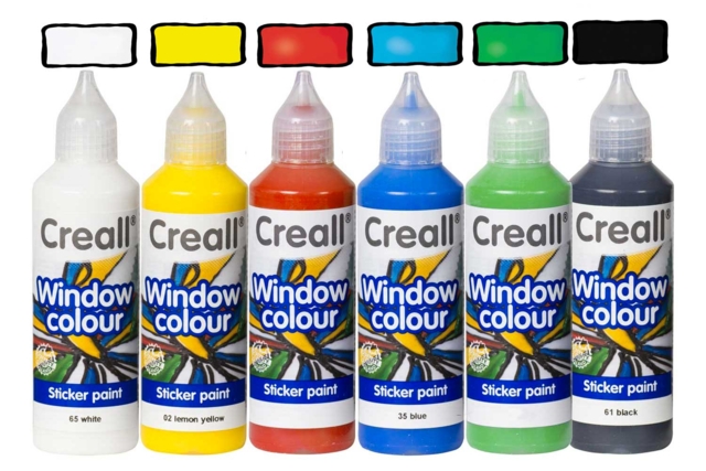 Peinture "Window Color" - 6 couleurs de base + cadeau - Peinture Window Color : décorez vos fenêtres avec des motifs repositionnables et réutilisables - 10doigts.fr