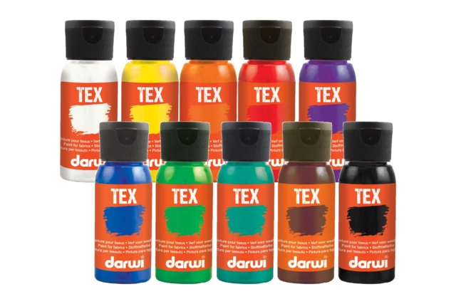 Peintures textile, flacon 50 ml - 10 couleurs - Peinture textile : tout le matériel pour personnaliser tissu et vêtements - 10doigts.fr