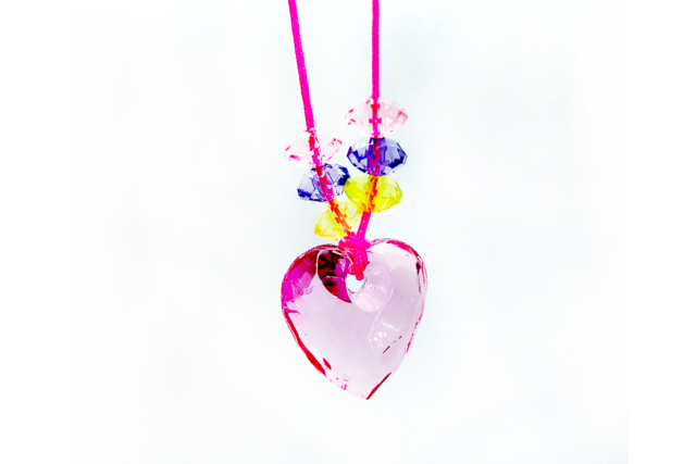 pendentif coeur et perles cristal - Perles Acrylique - 10doigts.fr