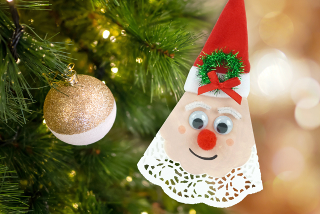 Père Noël avec un napperon en dentelle de papier - Accessoires en papier - 10doigts.fr
