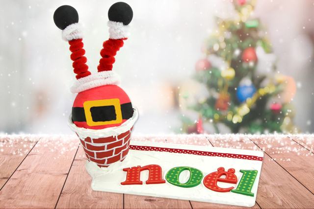 Père Noël coincé dans la cheminée - Peinture relief 3D pour des effets de matière et des créations en volume - 10doigts.fr