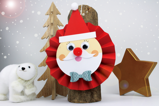 Père Noël en papier tout rond et tout mignon - Gommettes rondes : l'essentiel du graphisme et de l'éveil créatif - 10doigts.fr