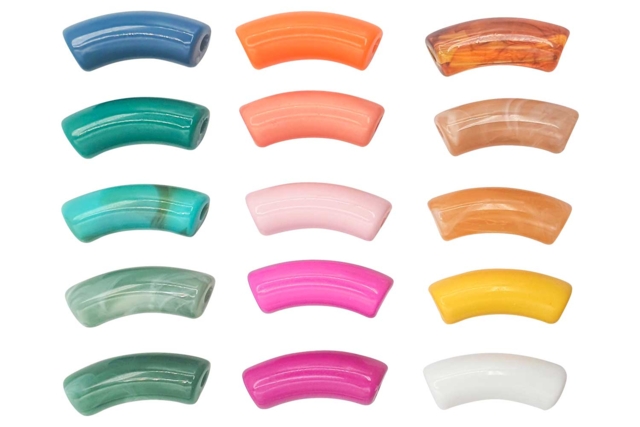 Perles acrylique tube incurvé  - Perles Acrylique - 10doigts.fr