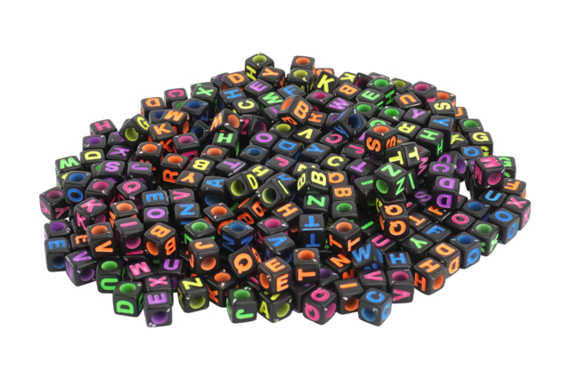 perles alphabet cube noir - Perles Alphabet - 10doigts.fr