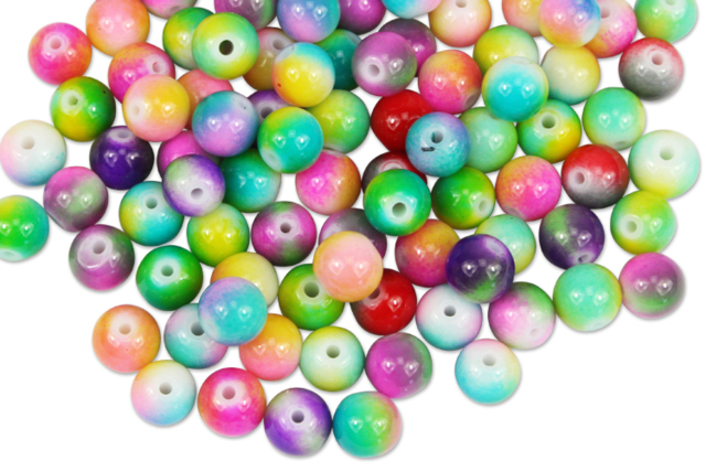 perles arc en ciel en verre - Perles Verre - 10doigts.fr