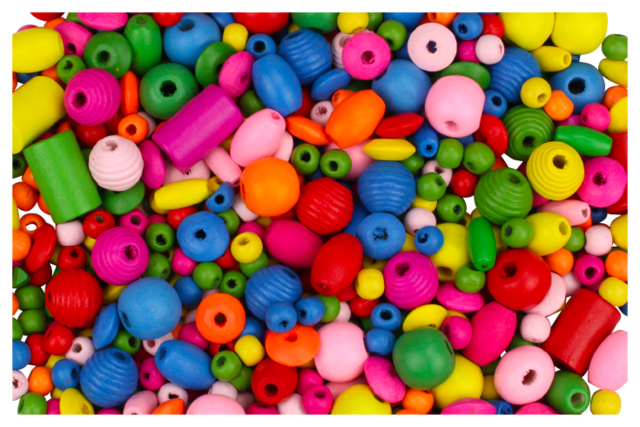 perles assorties en bois enfants - Perles en bois - 10doigts.fr