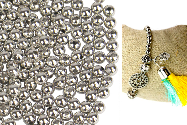 perles billes argent - Perles Plastique - 10doigts.fr
