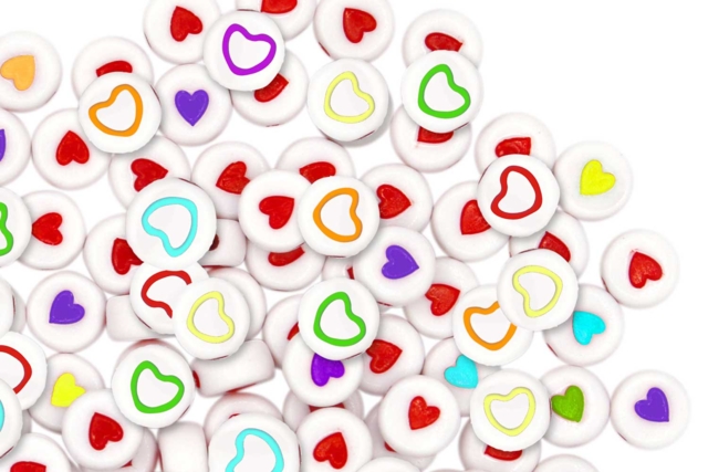 perles coeurs rondes - Perles Acrylique - 10doigts.fr