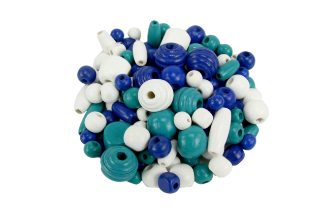 perles en bois bleu - Perles en bois - 10doigts.fr