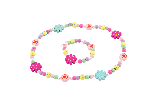 perles en bois collier bracelet parure - Bijoux et porte-clés à fabriquer pour la fête des Mères - 10doigts.fr