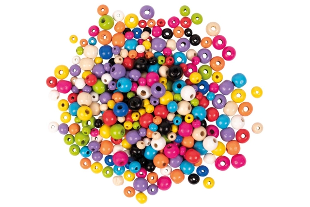 perles en bois colorées tailles assorties - Perles en bois - 10doigts.fr