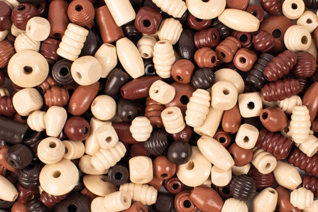 perles en bois couleurs naturelles - Perles en bois - 10doigts.fr