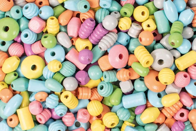 perles en bois couleurs pastel - Perles en bois - 10doigts.fr