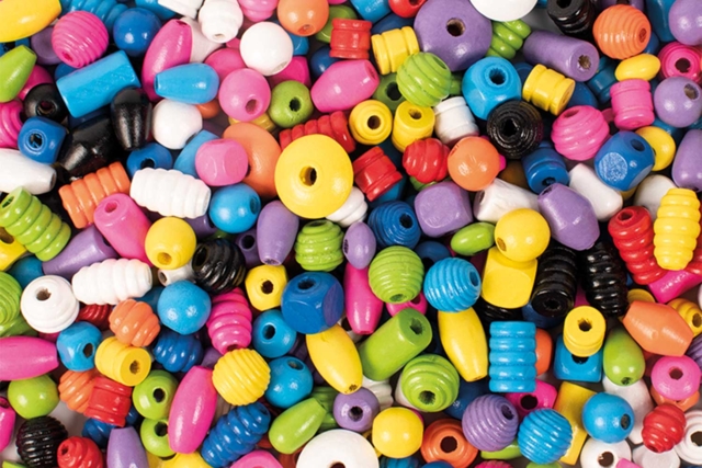 perles en bois couleurs vives - Perles en bois - 10doigts.fr